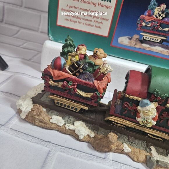 Vintage Christmas Santa's Town 18" Mantle Train 4 Stocking Hanger W/Box Heavy - Picture 8 of 16